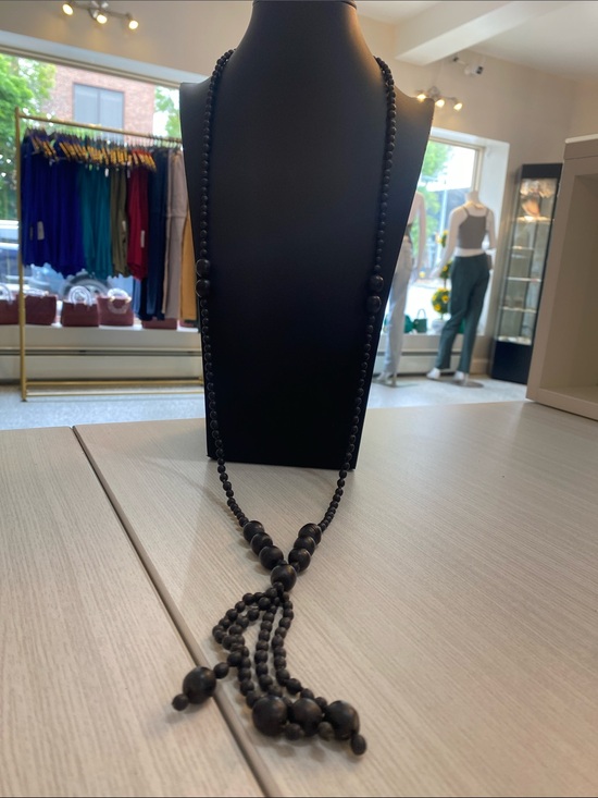 Jewelry - Long Black Beaded Tassel Necklace